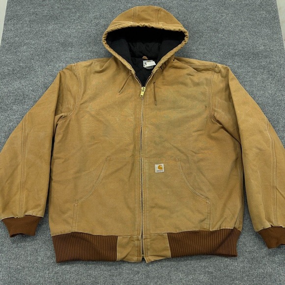 Carhartt Other - Vintage Carhartt Jacket Men XL Brown Tan Hooded Canvas Faded Distressed J140-BRN